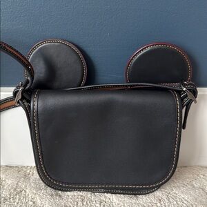 DISNEY COACH Black Mickey Mouse Ear Crossbody Bag
